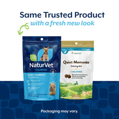 NaturVet Quiet Moments friandises molles poulet pour chien, goût agréable et rassurant.