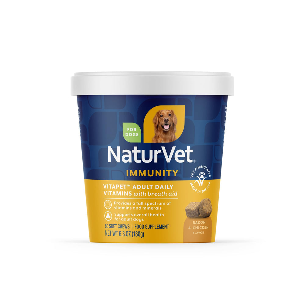 NaturVet VitaPet Adulte – emballage visible des bouchées molles, pratique pour le quotidien.