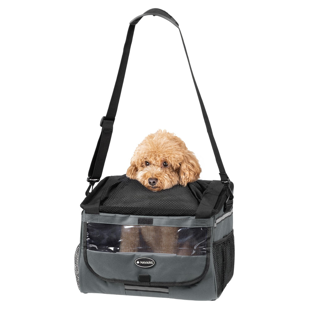 Navaris panie r velo chien gris, transport sûr pour votre chien en balade à vélo