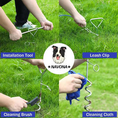 Navona piquet attache chien 16 pouces, installation rapide sur sols variés