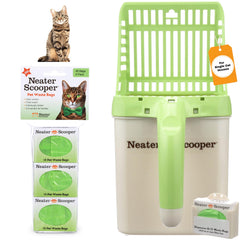 Neater Scooper Standard avec sac intégré montrant le système anti-déversement.