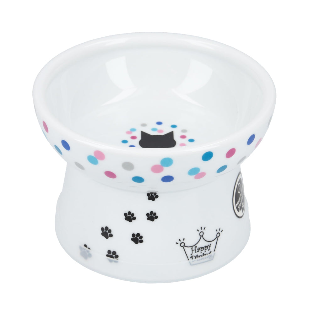 Necoichi bol-chat surleve avec points couleurs et confort moustaches