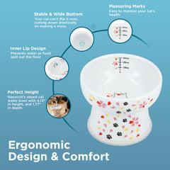 Necoichi bol élevé en porcelaine lignes de mesure pour suivre l’eau.