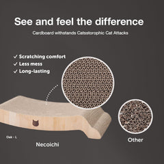 猫壱 Necoichi – lit en bois de chêne, solution esthétique pour griffage et repos.