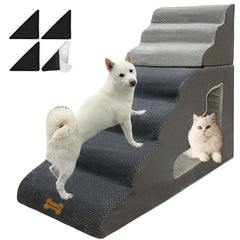 Escalier Necrely 7 étapes pour lit 36 pouces avec surface coton-lin antidérapante.