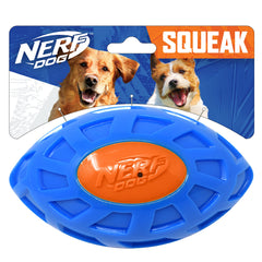 Jouet Nerf Dog football exo 6 pouces bleu et orange, idéal pour les lancers et rapporter.