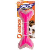 Nerf Dog os senteur bacon rose clair 9po: mordillage durable et stimulation sensorielle.