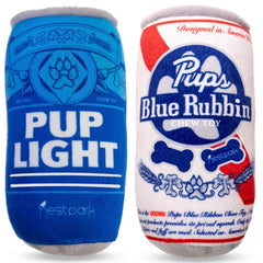 Nestpark Pup Light et Pups Blue Rubbin – jouet parodie bière, stimulation ludique pour chien.