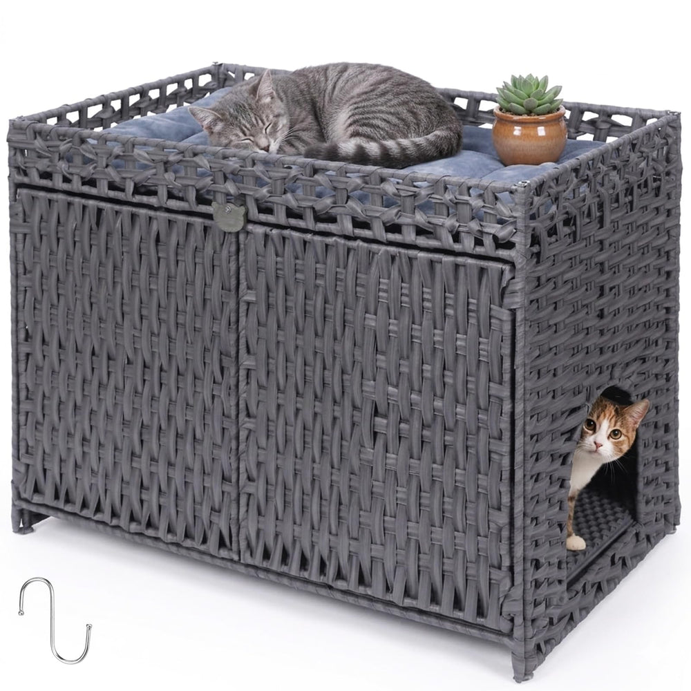 Neti Neti enclos litière chat rattan: espace calme et discrétion visuelle.