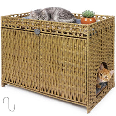 Neti Neti: enclos litière en rotin tissé offrant un espace privé et calme pour votre chat.