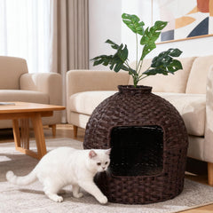 Neti Neti meuble litiere chat rotin deco interieur intègre élégance et praticité.