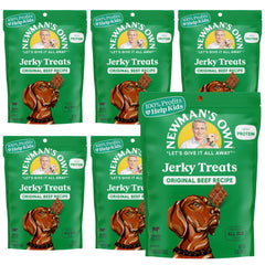 Friandises jerky au bœuf Newman's Own pour chien, paquets 6×5 oz, pratique pour l’entraînement.