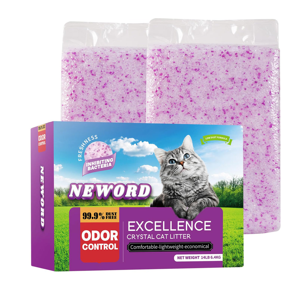 NEWORD Cristaux Litière pour chat avec parfum lavande pour fraîcheur durable.