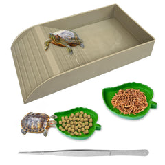NGORAY plat tortue avec rampe, accès facilité pour nourriture et eau.