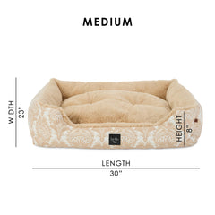 Nicole Miller New York Pet Mod Damask Plushy Bolster Bed interieur fausse-fourrure cocon doux