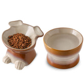 Nihow assiette nourriture chien élevée en céramique marron, meilleure accessibilité pour les petits chiens.