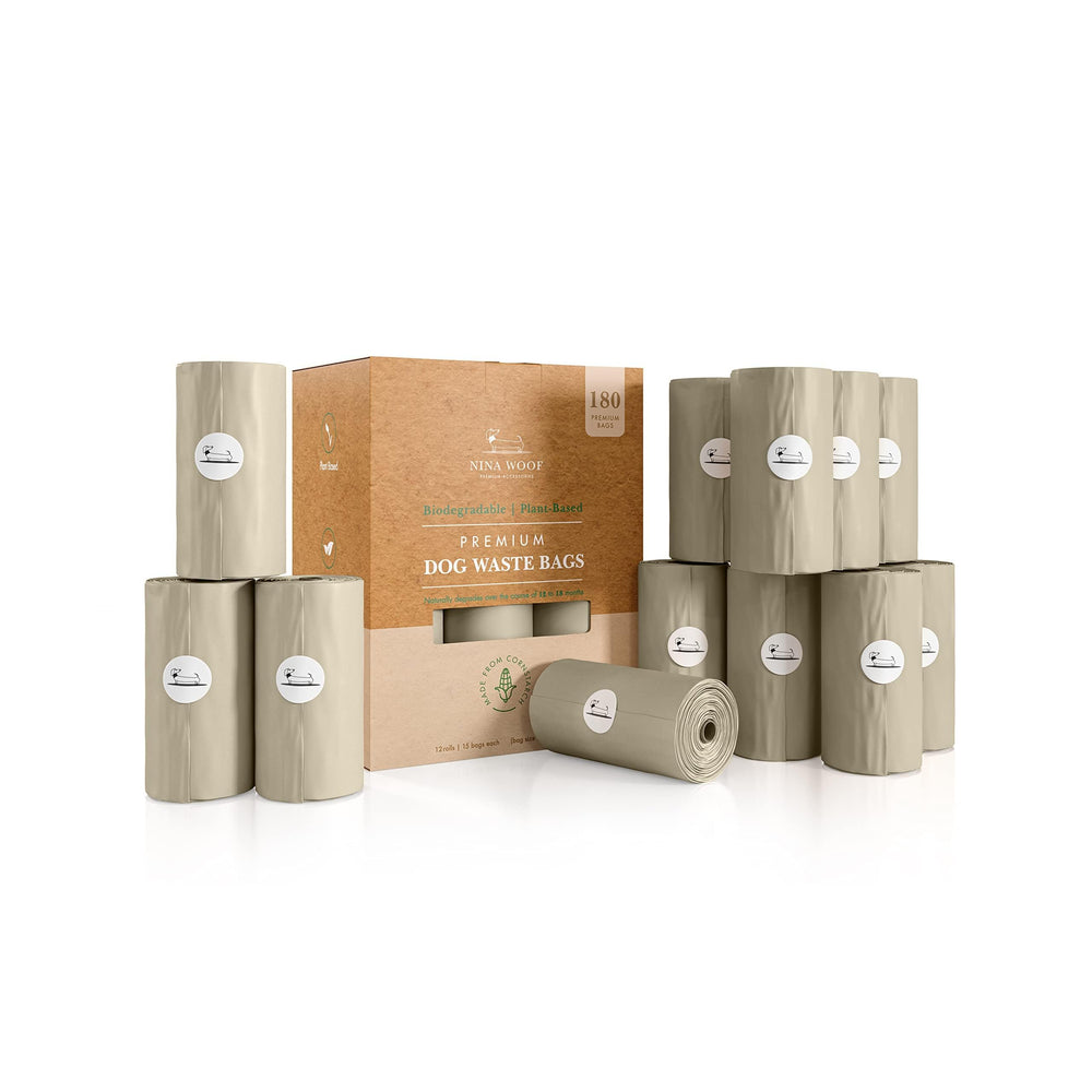 Sacs Nina Woof compostables pour crottes de chien, fiables et écologiques.