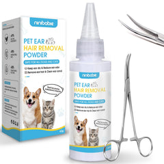 Ninibabie kit soin oreilles chien, poudre pour nettoyage et confort.