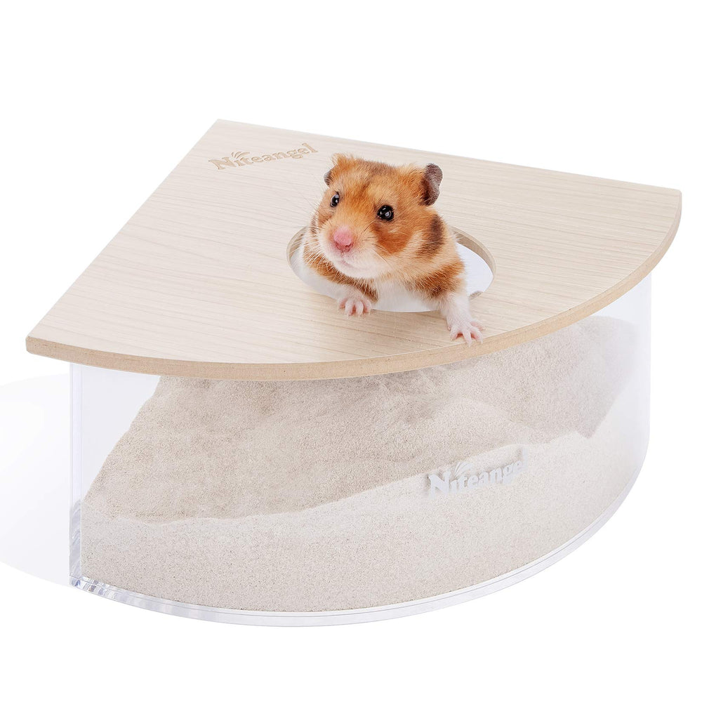 Niteangel-bain-de-sable-triangle-burlywood, vue frontale avec couvercle translucide pour observer l’activité.