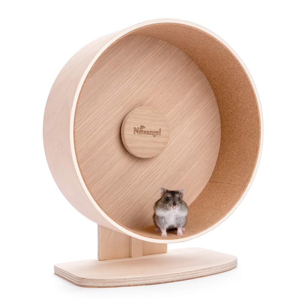 Roue d'exercice Niteangel en bois, silencieuse pour hamster.