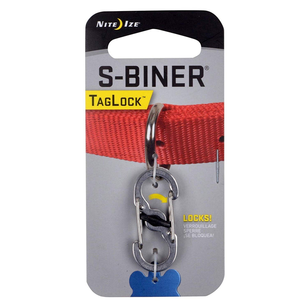 Nite Ize S-Biner TagLock sur collier, verrouillage fiable pour étiquettes d'identification