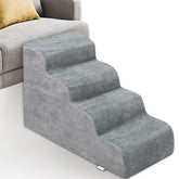 Niubya escaliers pour chien petit sur quatre marches gris, soutien stable pour monter et descendre