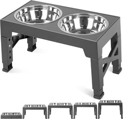 Niubya gamelles inox élevées avec deux bols pour chien, repas plus confortables et propres.