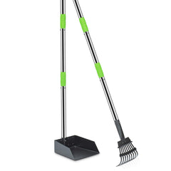 Niubya Pooper Scooper avec plateau et râteau, solution complète pour ramasser les déjections canines dans le jardin.
