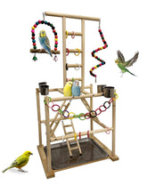 Niwaes Aire de Jeu Pour Oiseaux en Bois Naturel, favorise l'activité physique et mentale.