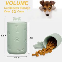 NIXBYO bocal friandises chien en céramique vert, accès facile.