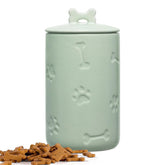 NIXBYO conteneur de friandises pour chien hermétique en céramique vert, stockage facile.