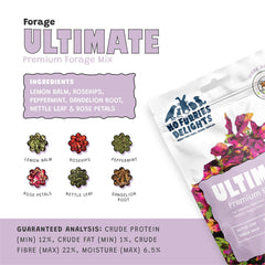 No Furries Delights Forage Mix – mélange d’herbes naturelles pour petits animaux.