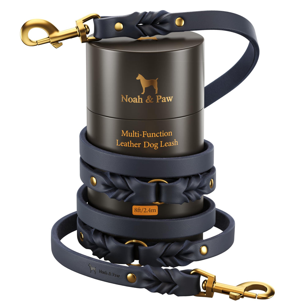 NOAH & PAW Laisse en cuir huilé, lanière tressée pour toucher riche et durable.