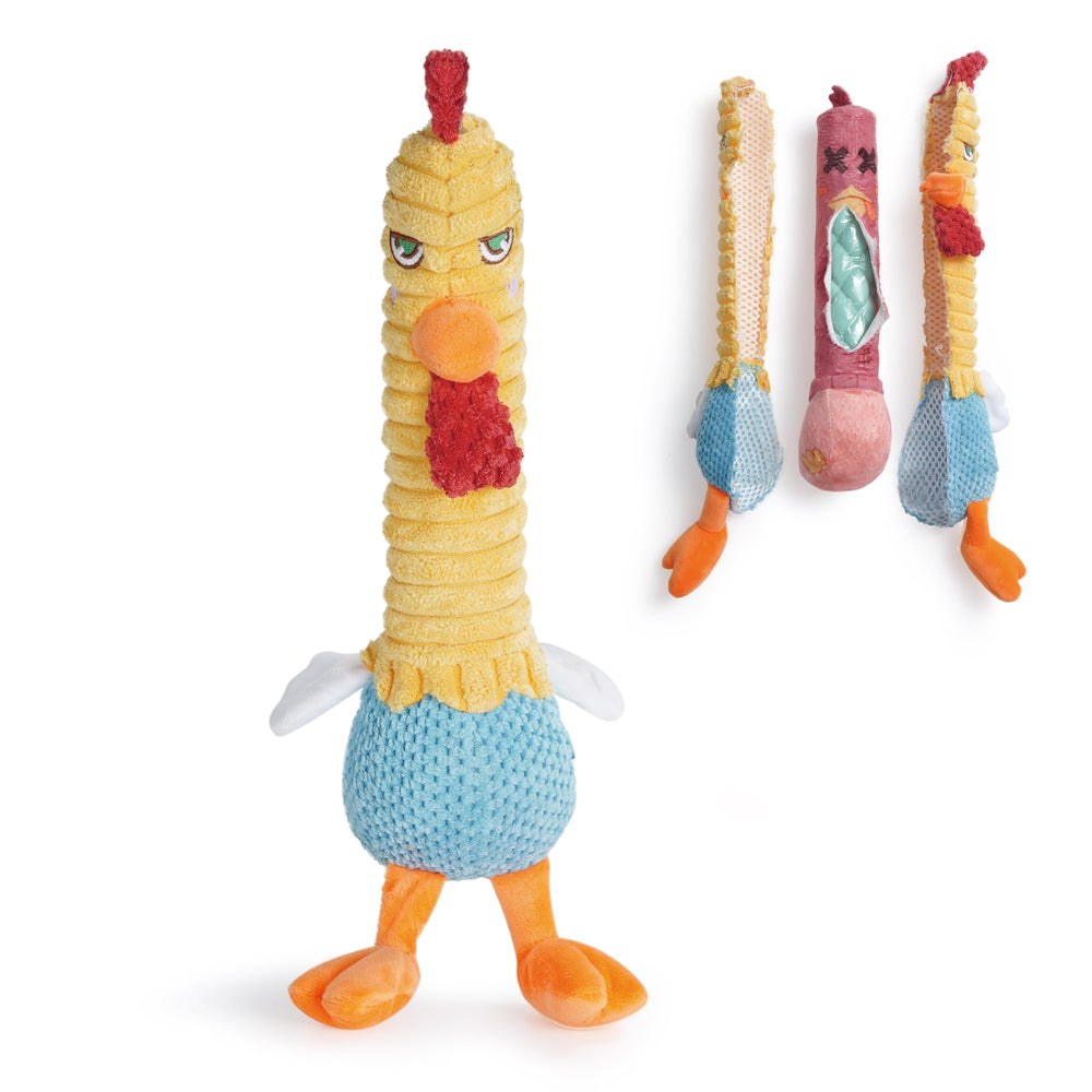 Jouet Nocciola poulet doudou jaune extérieur, idéal pour mâcher et s'amuser.