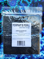 Norman's Nori: feuilles d'algue verte 4x7-5 pouces, nutriments pour poissons d'aquarium.