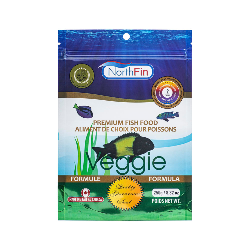 Northfin Veggie: alimentation végétale premium pour poissons herbivores, soutien digestif et énergie naturelle.