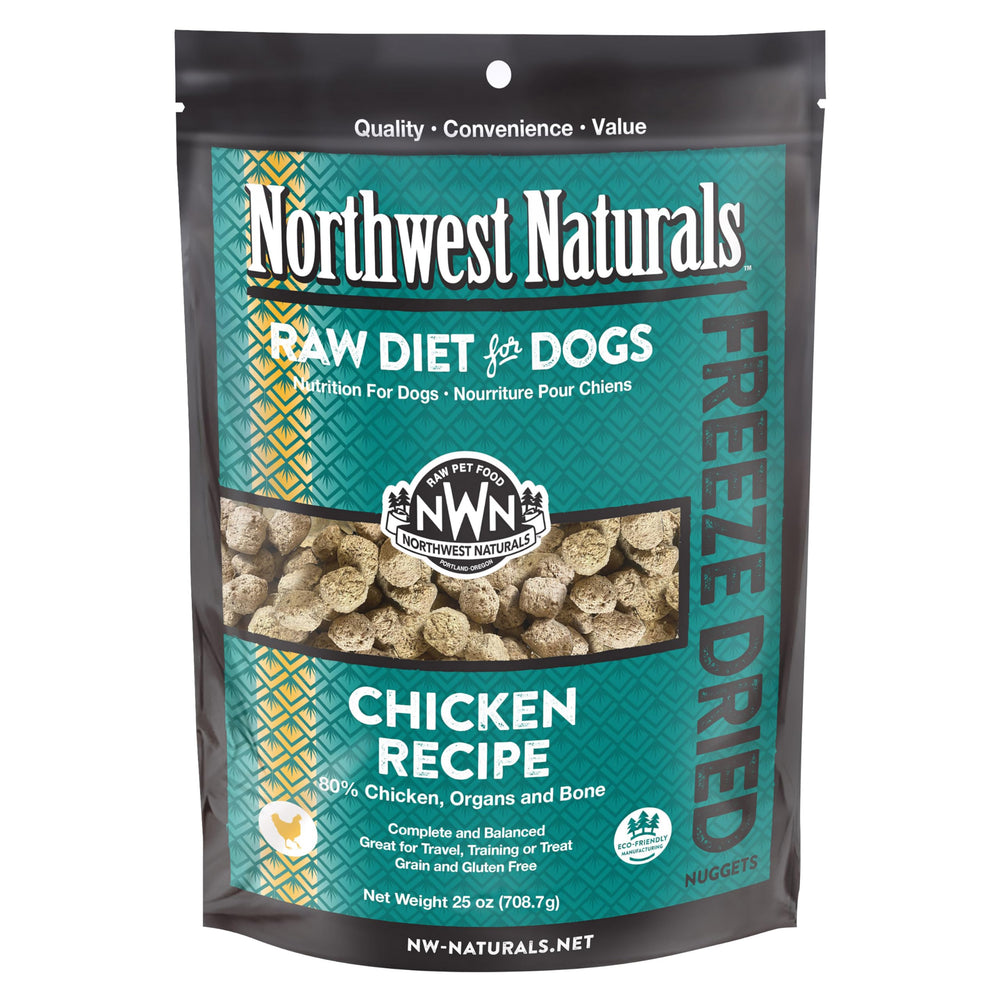 Northwest Naturals bouchées poulet lyophilisees, texture tendre pour récompenser lors de l'entraînement.