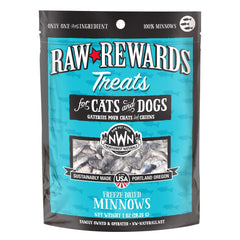 Friandises Northwest Naturals poissons mini lyophilisés, bouchées petites et faciles à mâcher pour chiens et chats.