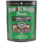 Friandises Northwest Naturals Raw Rewards: morceaux de foie d'agneau en format pratique pour chiens et chats.