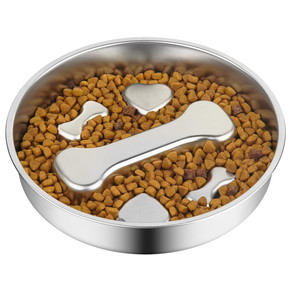 Novery bol lent inox 2 tasses, ralenti l’alimentation pour chien.
