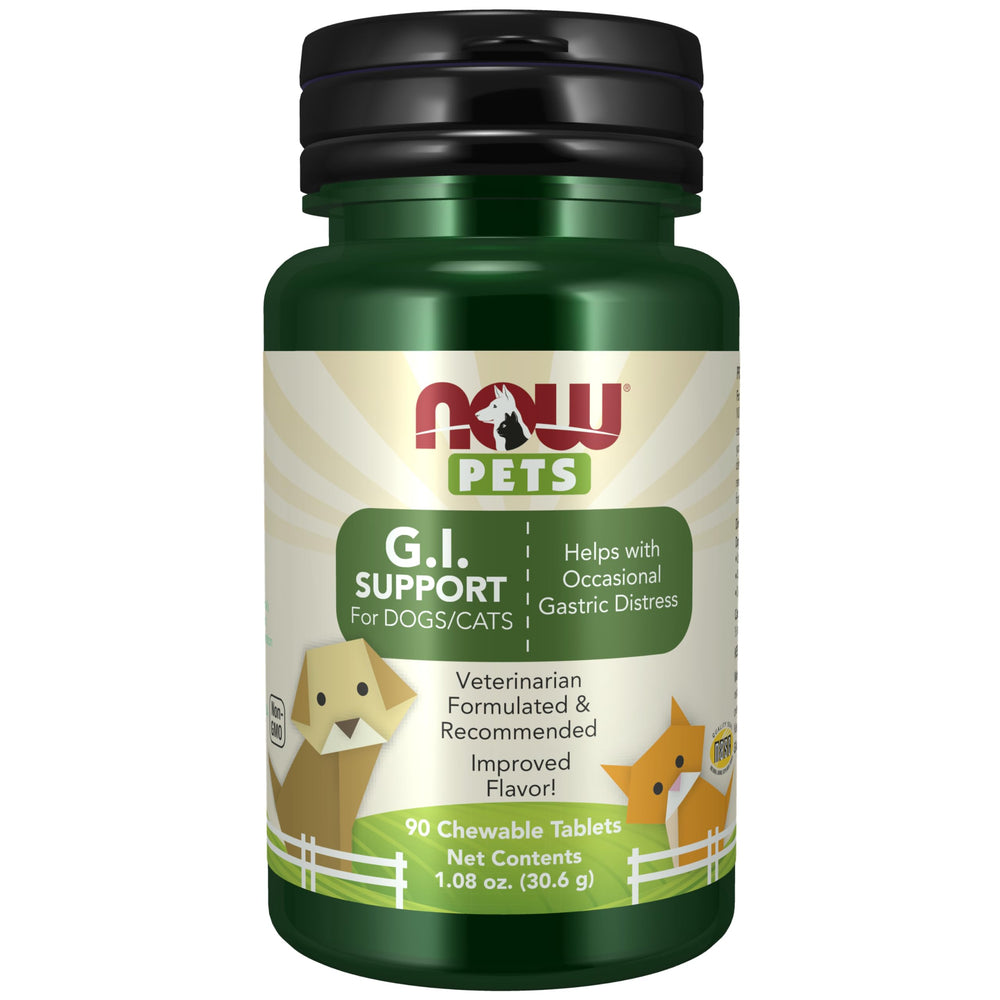 NOW Pets G.I. Support, tablettes masticables, soutien l'équilibre intestinal des chiens et chats.