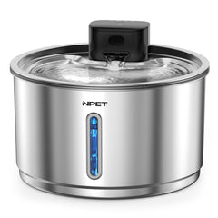 NPET fontaine-eau-chat-inox avec réservoir 1 gal pour hydratation durable.