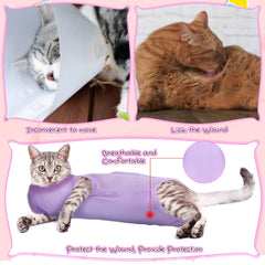 Nuanchu kit violet ensemble anti léchage confortable pour chat