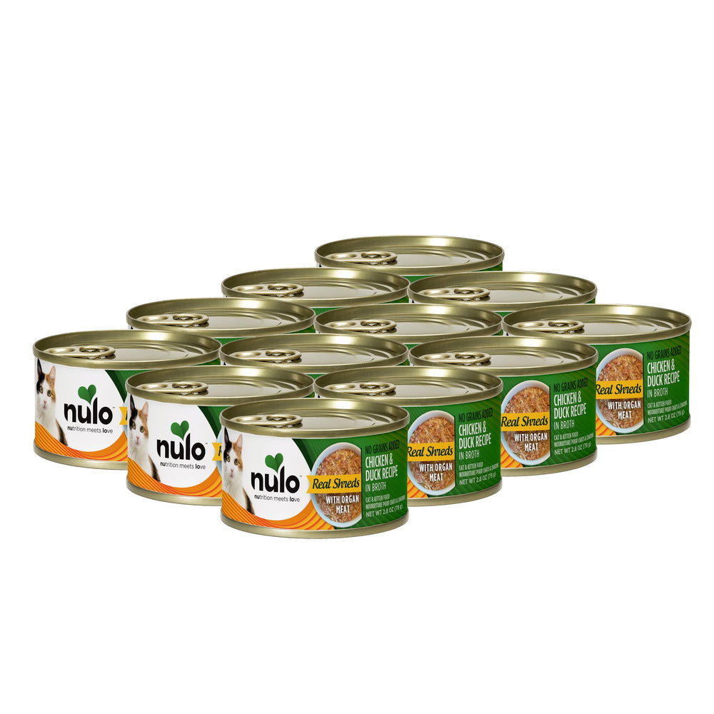 Emballage Nulo Real Shreds, 12 boîtes, pratique planification des repas pour chat