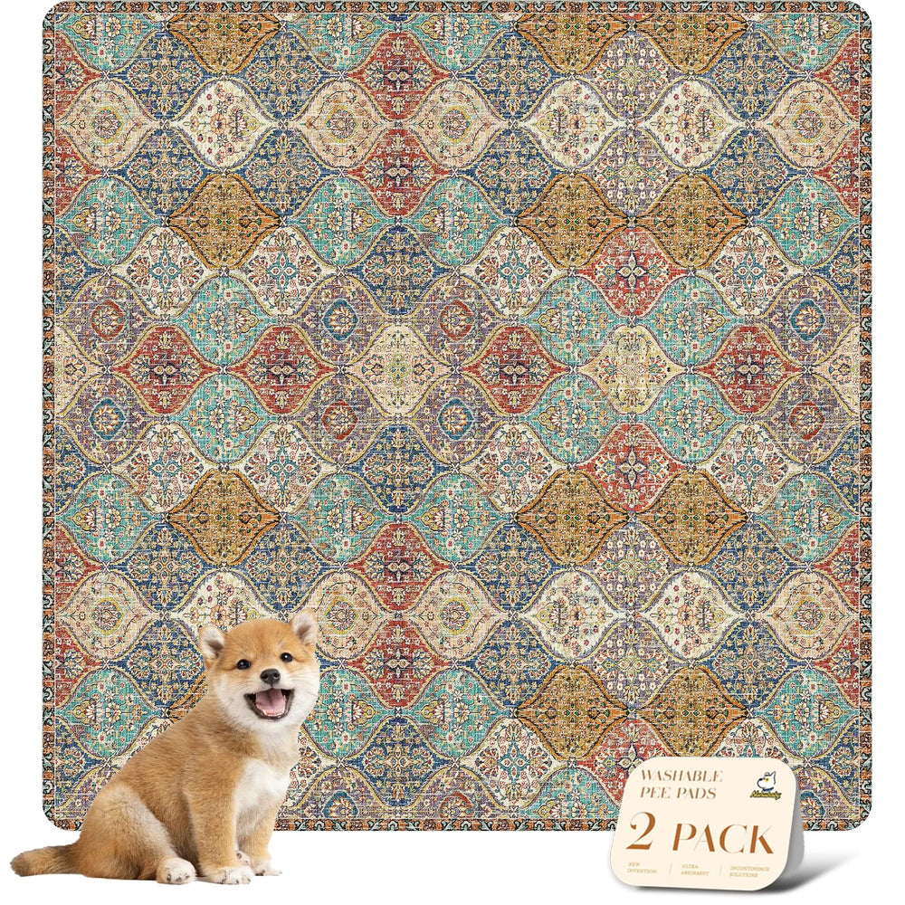 Tapis-pipi réutilisable crème motif par nunubaby, absorption efficace et protection des sols.