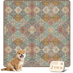 Tapis-pipi réutilisable crème motif par nunubaby, absorption efficace et protection des sols.