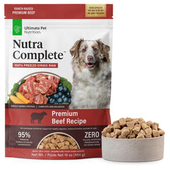 Nutra Complete : sachet boeuf lyophilisé, dosage facile.