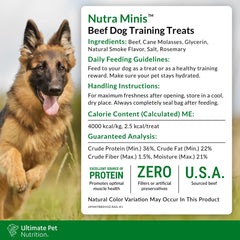 Petite bouchée Nutra Minis Boeuf, goût naturel apprécié par les chiens.
