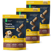 Nutra Morsels de ULTIMATE PET NUTRITION: bouchées au poulet, emballage attractif, favorisant le goût intense.