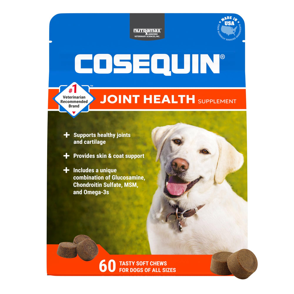 Nutramax Cosequin paquet de bouchées douces pour chien, pratique à administrer.